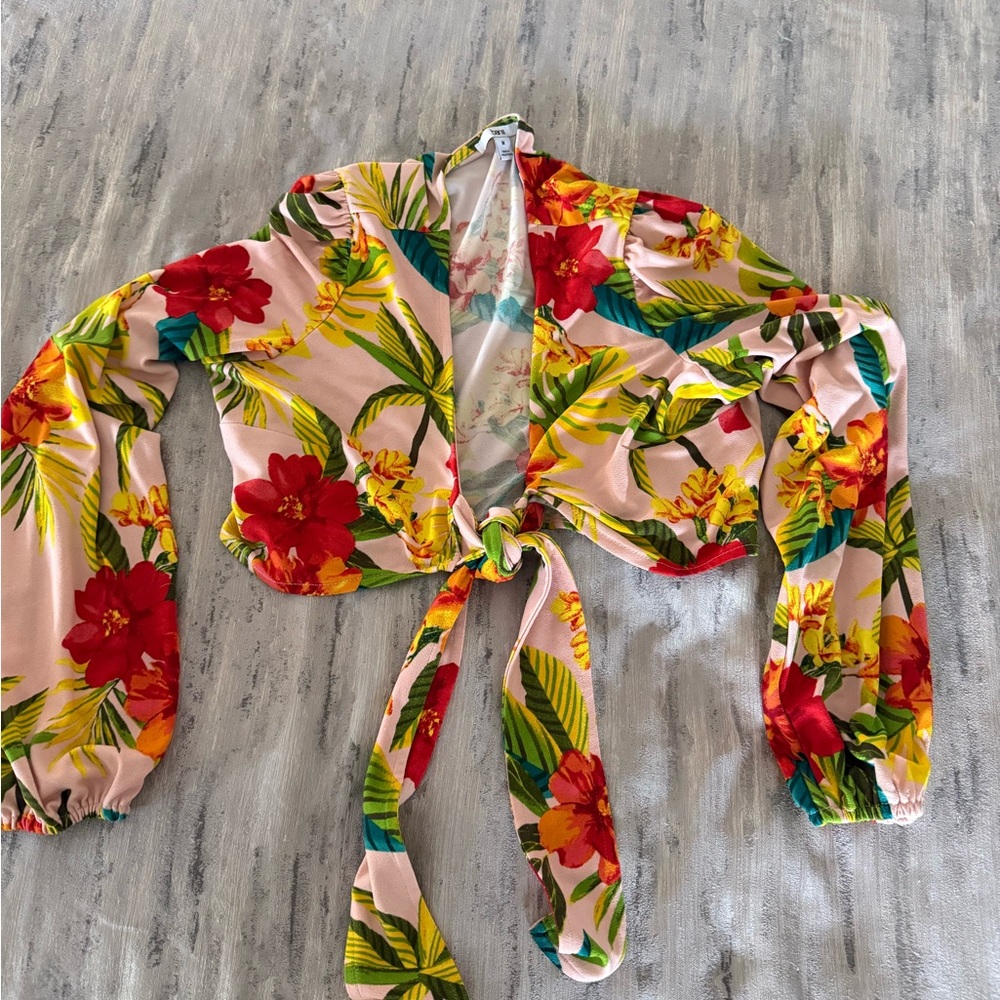 Floral Tie-Front Blouse